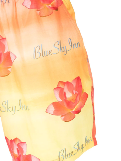 Shop Blue Sky Inn Lotus-print Ombré Swim Shorts In Orange