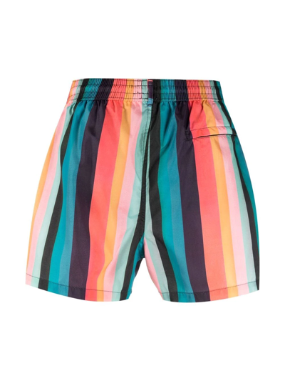 Shop Paul Smith Vertical-stripe Swim Shorts In Orange