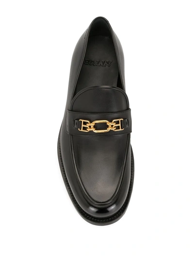 Shop Bally Logo-plaque Leather Loafers In Black
