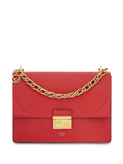 Shop Fendi Kan U Shoulder Bag In Red