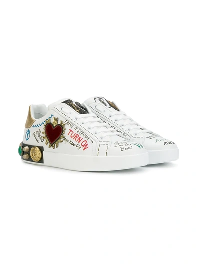 Shop Dolce & Gabbana Portofino Printed Sneakers In White