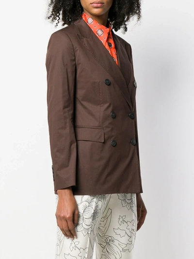 Shop Alberto Biani Double-breasted Blazer In Brown