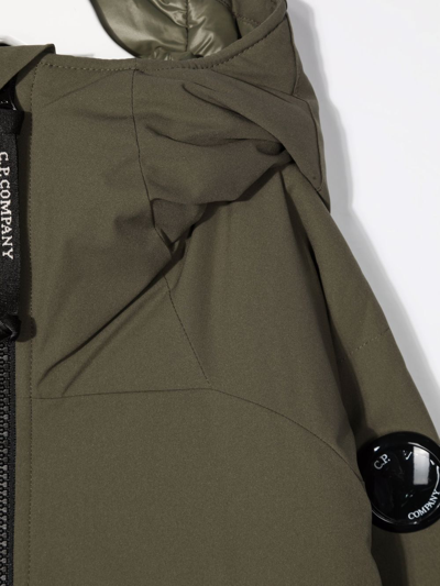 C.p. Company Teen Lens-embellished Padded Jacket In Green