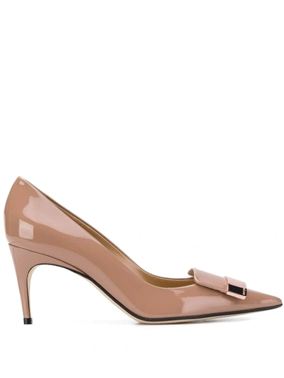 Sergio Rossi Sr1 Logo-plaque 75mm Pumps In Neutrals