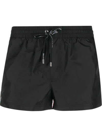 Shop Dolce & Gabbana Contrast Stripe Swim Shorts In Black