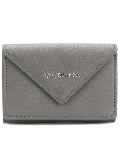 Shop Balenciaga Mini Paper Wallet In Grey