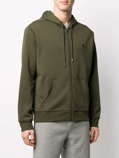 Shop Polo Ralph Lauren Zipped Long-sleeved Hoodie In Green