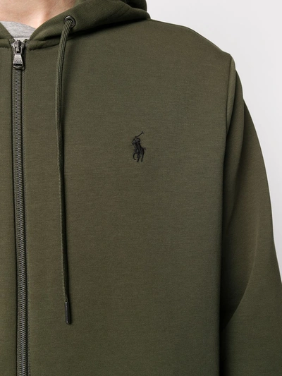 Shop Polo Ralph Lauren Zipped Long-sleeved Hoodie In Green