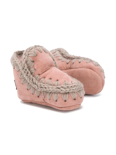 Mou Contrast-stitch Ankle Boots In Pink