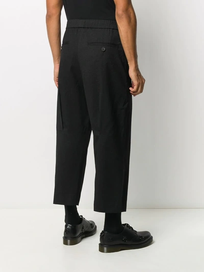 Shop Ziggy Chen Drawstring Cropped Trousers In Black
