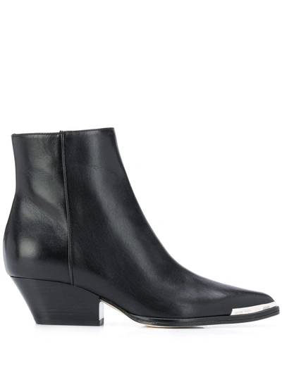 Shop Sergio Rossi Pointed Contrast-cap Boots In Black