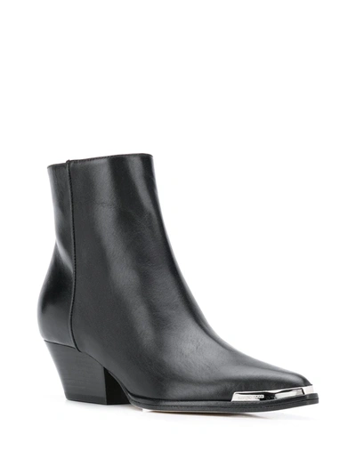 Shop Sergio Rossi Pointed Contrast-cap Boots In Black