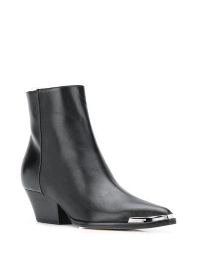 Sergio Rossi Pointed Leather Ankle Boots In Black