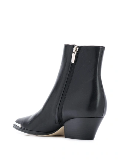 Shop Sergio Rossi Pointed Contrast-cap Boots In Black