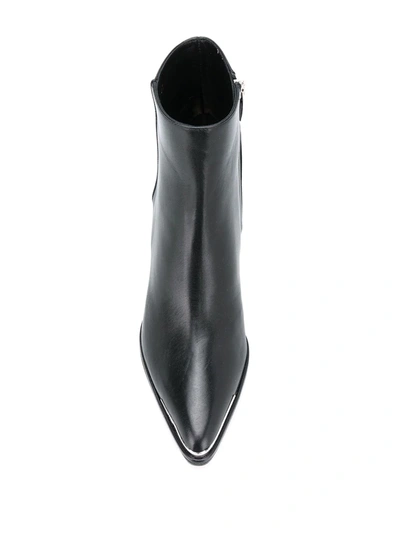 Sergio Rossi Pointed Leather Ankle Boots In Black