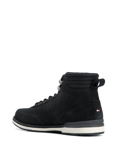 Shop Tommy Hilfiger Slim Suede Hiking Boots In Black