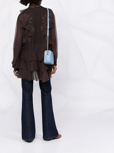 Valentino Floral-lace Silk Blouse In Braun