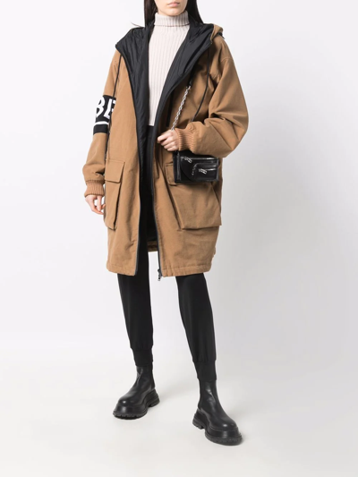 Shop Iceberg Logo Print Parka In Nude