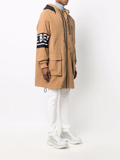 Shop Iceberg Logo Print Parka In Nude