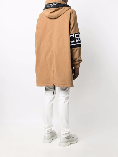 Shop Iceberg Logo Print Parka In Nude