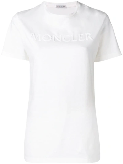 Shop Moncler Beaded Logo T-shirt In White