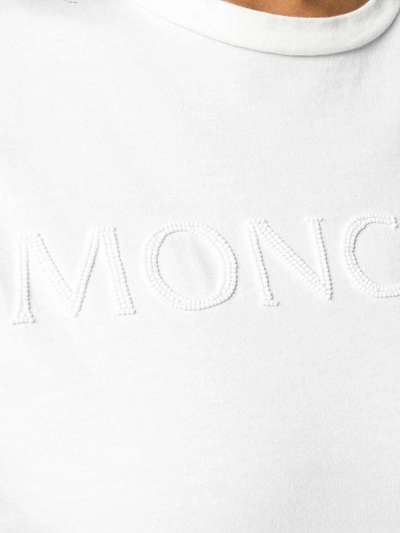 Shop Moncler Beaded Logo T-shirt In White