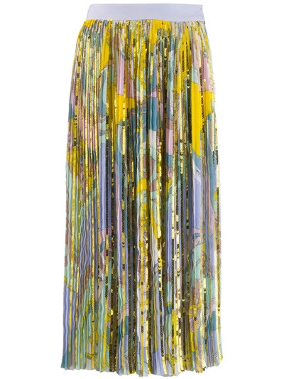 Shop Emilio Pucci Sequinned Printed Skirt In Yellow