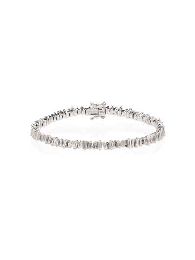 Shop Suzanne Kalan 18kt White Gold Fireworks Tennis Diamond Bracelet In Silver