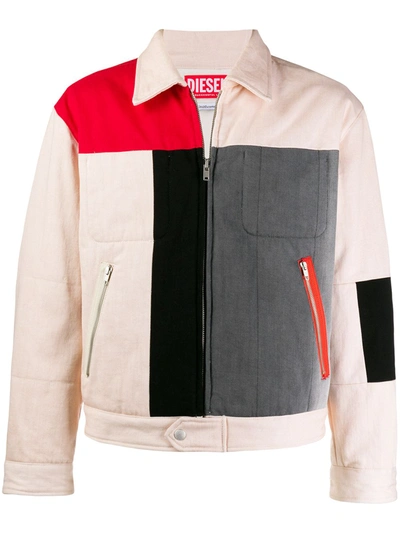 Shop Diesel Red Tag Colour-block Bomber Jacket In Neutrals