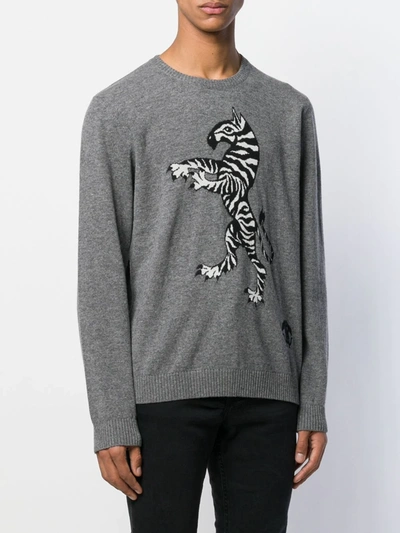 Shop Roberto Cavalli Intarsia Knit Jumper In Grey