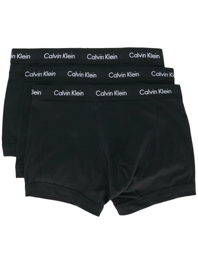 Shop Calvin Klein Underwear Pack Of Three Logo Trunks In Black