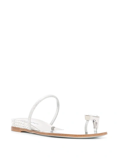 Casadei Crystal Toe Strap Sandals In Silver