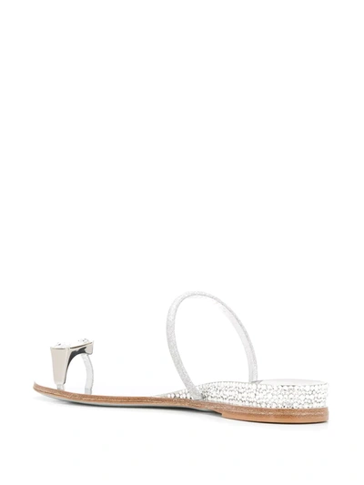 Casadei Crystal Toe Strap Sandals In Silver