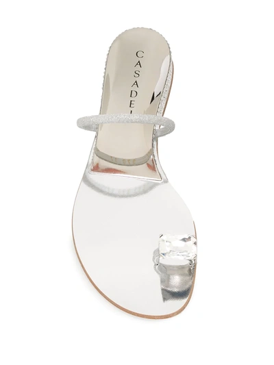 Casadei Crystal Toe Strap Sandals In Silver