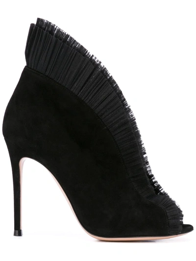 GIANVITO ROSSI TULLE PANEL PUMPS - 黑色