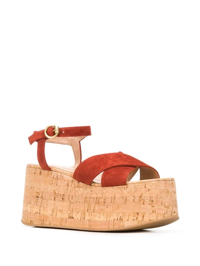 Shop Gianvito Rossi Wedge Heel Cut-out Detail Sandals In Orange