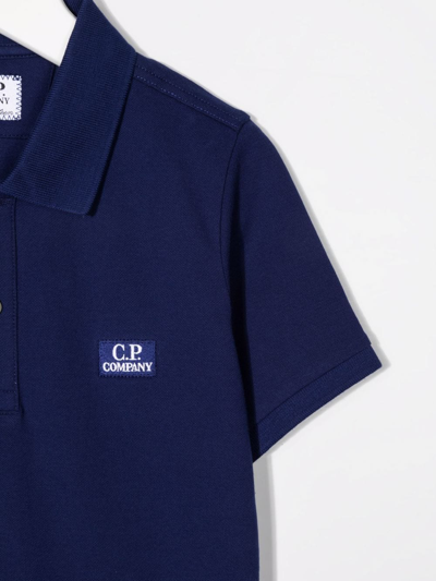 Shop C.p. Company Embroidered-logo Polo Shirt In Blue