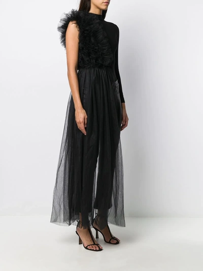 Alchemy X Lia Aram Ruched Tulle Jersey Bodysuit In Black
