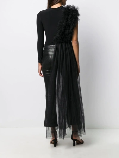 Alchemy X Lia Aram Ruched Tulle Jersey Bodysuit In Black
