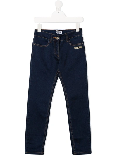 Shop Moschino Teddy Bear Jeans In Blue