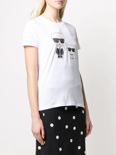 Shop Karl Lagerfeld Logo Print Round Neck T-shirt In White