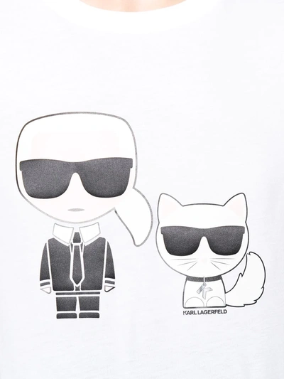 Shop Karl Lagerfeld Logo Print Round Neck T-shirt In White