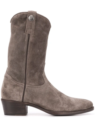 Shop Alberto Fasciani Suede Calf-length Boots In Grey