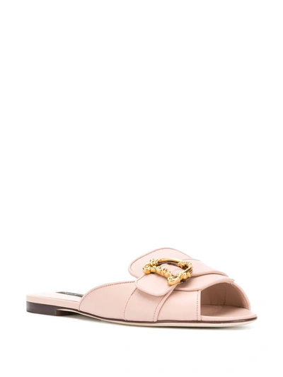 Shop Dolce & Gabbana Dg Peep-toe Mules In Pink