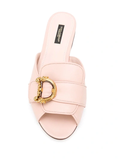 Shop Dolce & Gabbana Dg Peep-toe Mules In Pink