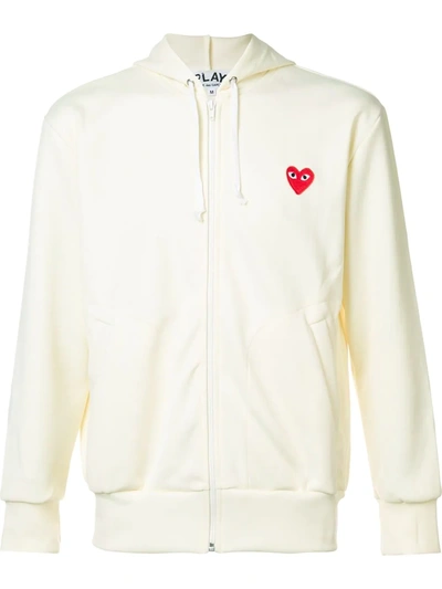 Comme Des Garçons Play Yellow Heart Patch Hoodie In White