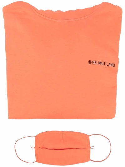 Shop Helmut Lang Logo-print Cotton Hoodie In Orange