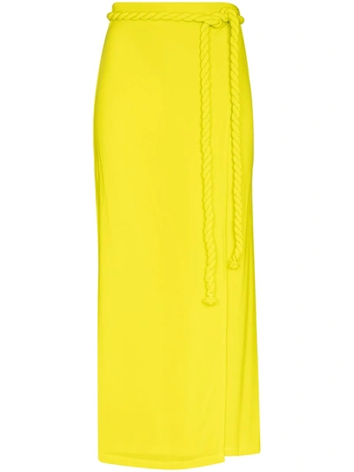Shop Dion Lee Rope Tie Midi Skirt In Yellow