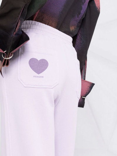 Red Valentino Logo-print Drawstring Cotton Track Pants In 紫色