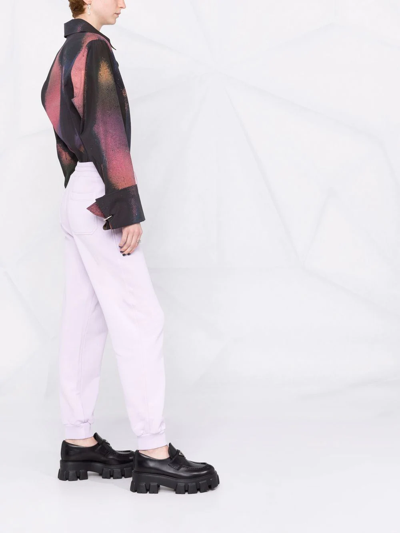 Shop Red Valentino Logo-print Drawstring Cotton Track Pants In 紫色